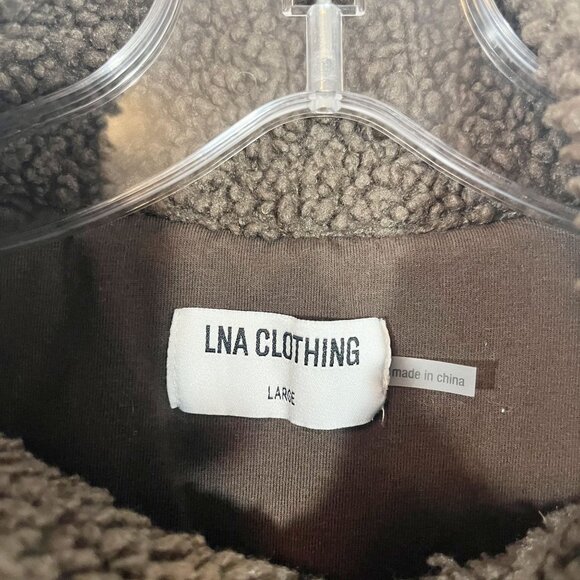 LNA Clothing Brown Sherpa Quarter Zip Sweater Sweatshirt Long Sleeve Size Large - Picture 4 of 7